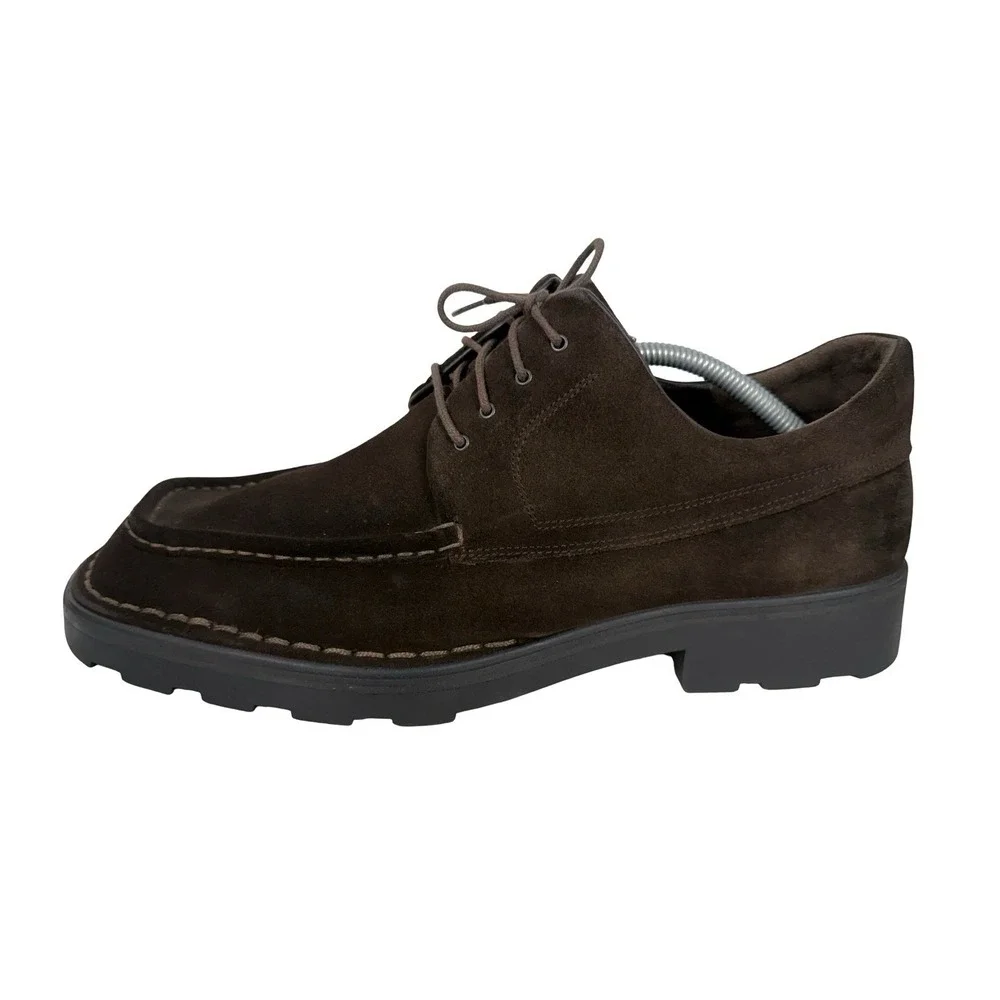 Salvatore Ferragamo Mens 11 D Shoes Suede Brown Lace Up Sport Made In Italy